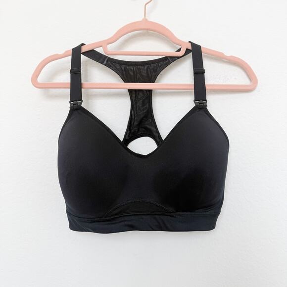 Old Navy Womens Sports Bra Size 34D Black Racerback Go-Dry Padded Activewear - Picture 1 of 5